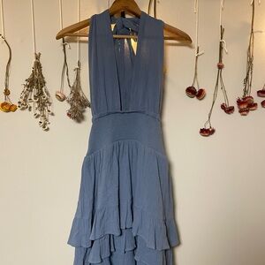 Elegant Blue Sleeveless Dress